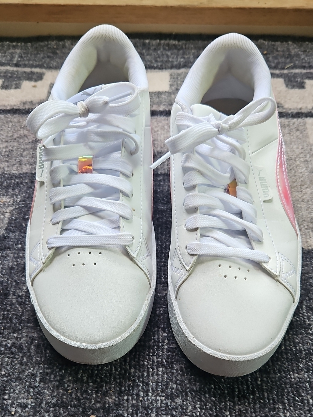 Puma Women's White Sneakers with Pink Formstrip
